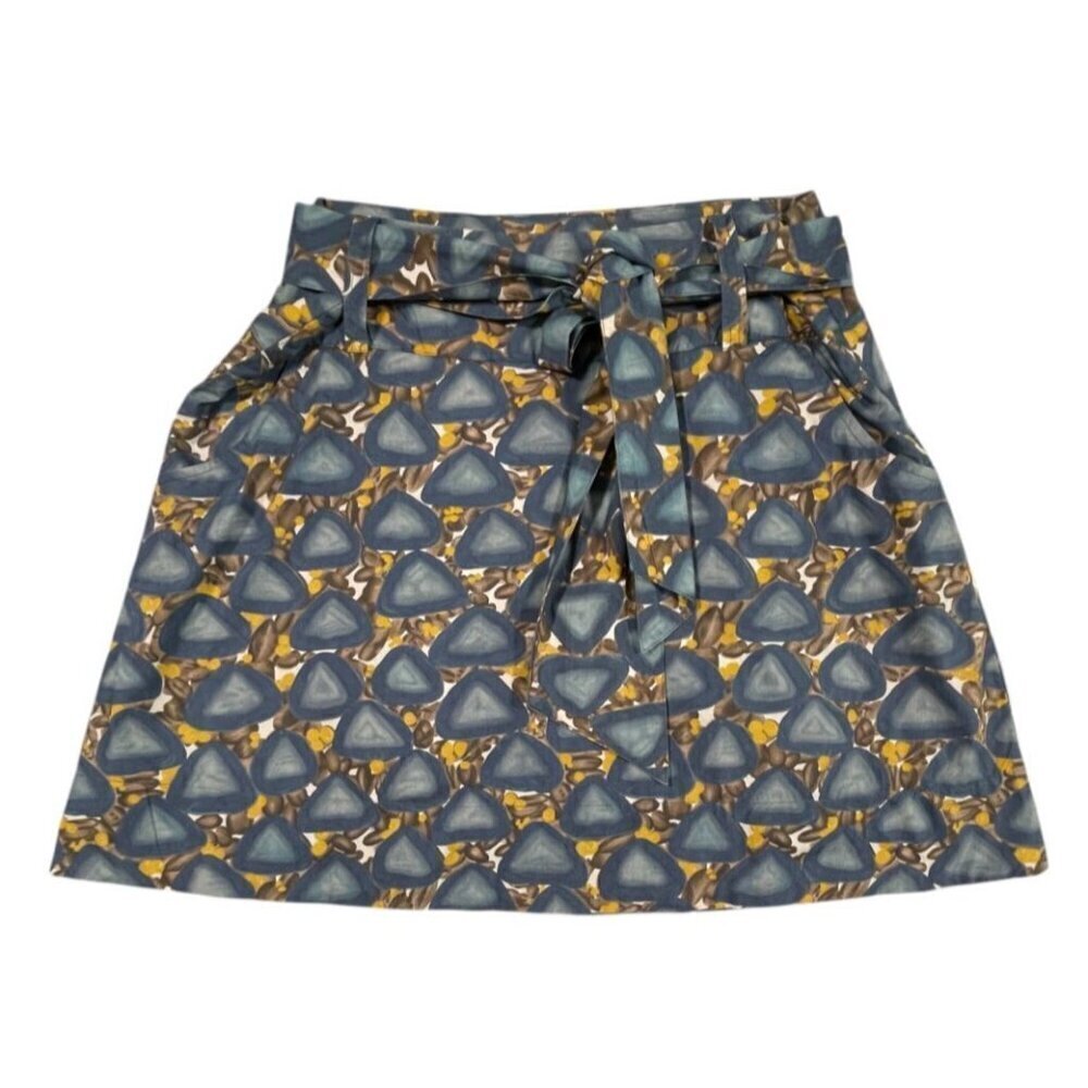Anthropologie Fei Pebble Beach Belted Paper Bag A-Line Skirt (Size 12)